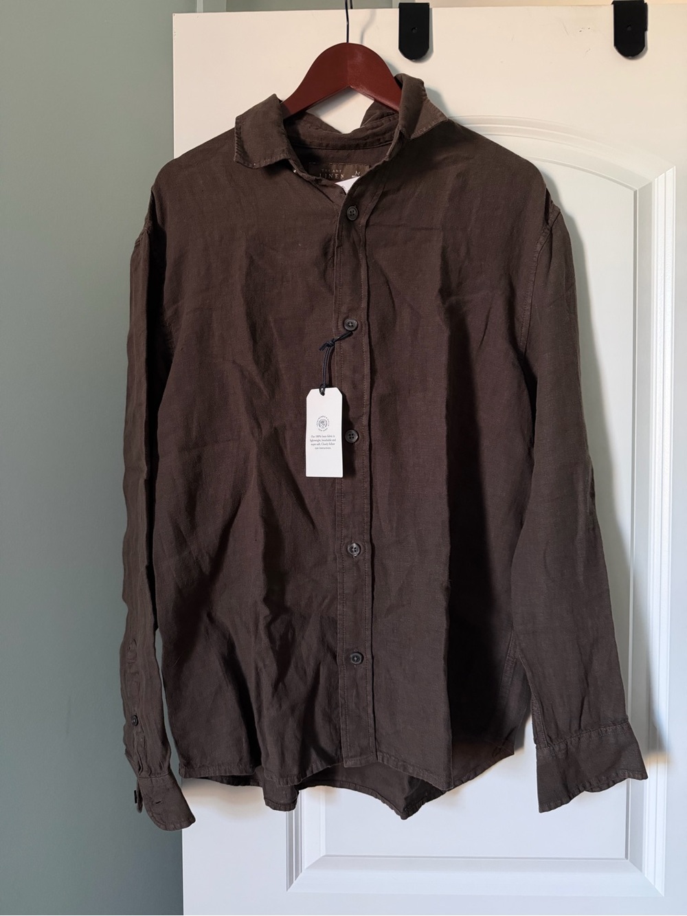 New Abercrombie Men's Medium Linen Button-Down in Dark Brown